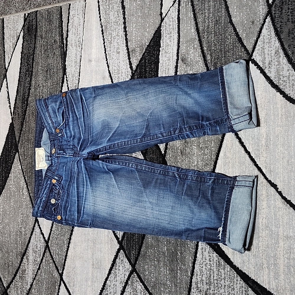 Vintage Big Star Liv Embroidered Distressed Denim Jean Capri 28